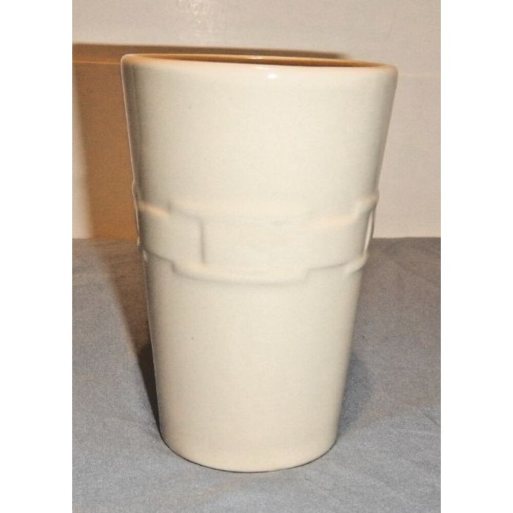 Longaberger Woven Traditions Ivory Tumbler 5" Vitrified Pottery Basketweave